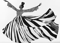 Black and white stripes sweep through the air with elegant movement-7