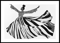Black and white stripes sweep through the air with elegant movement-0