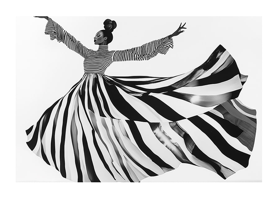 Black and white stripes sweep through the air with elegant movement-12