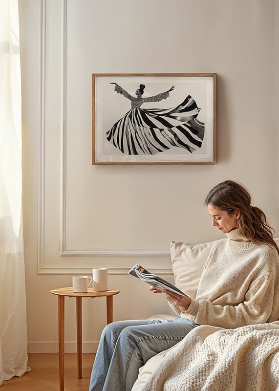 Black and white stripes sweep through the air with elegant movement-12