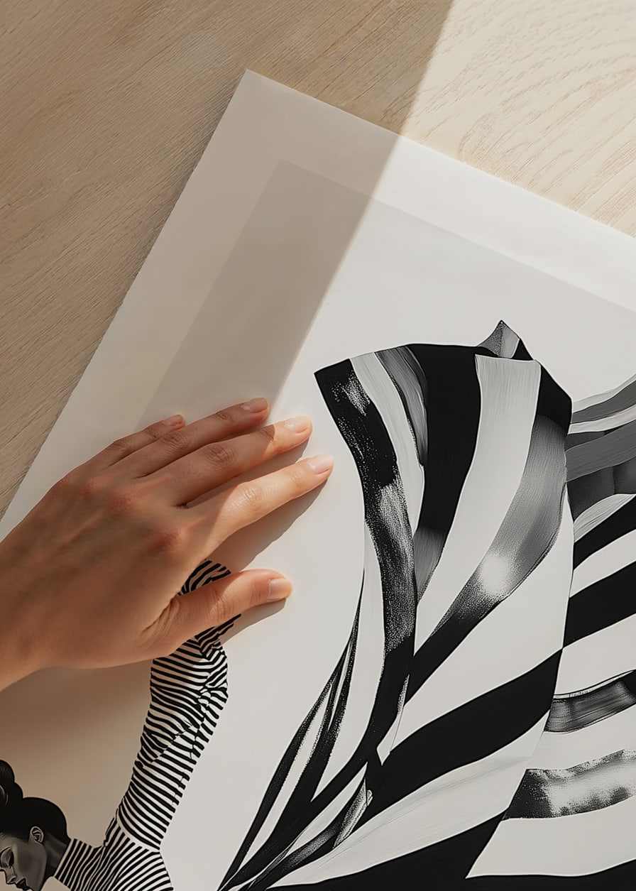 Black and white stripes sweep through the air with elegant movement-12