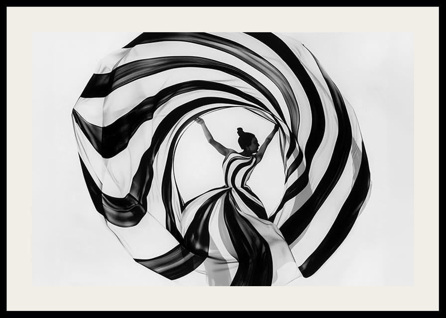 A hypnotic dance of black and white spirals creates magic-12