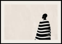 A silhouette wrapped in black and white stripes against a creamy background-2