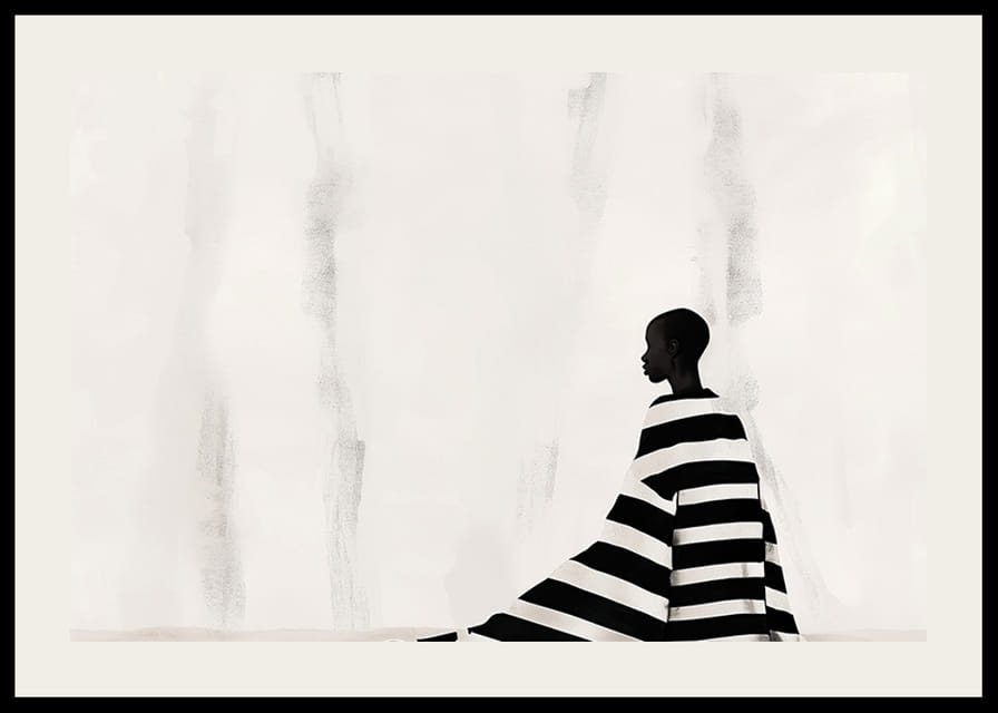 En elegant figur i svart och vitt mot en mjuk bakgrund-12