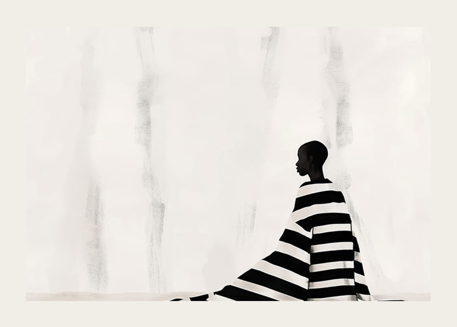 En elegant figur i svart och vitt mot en mjuk bakgrund-12