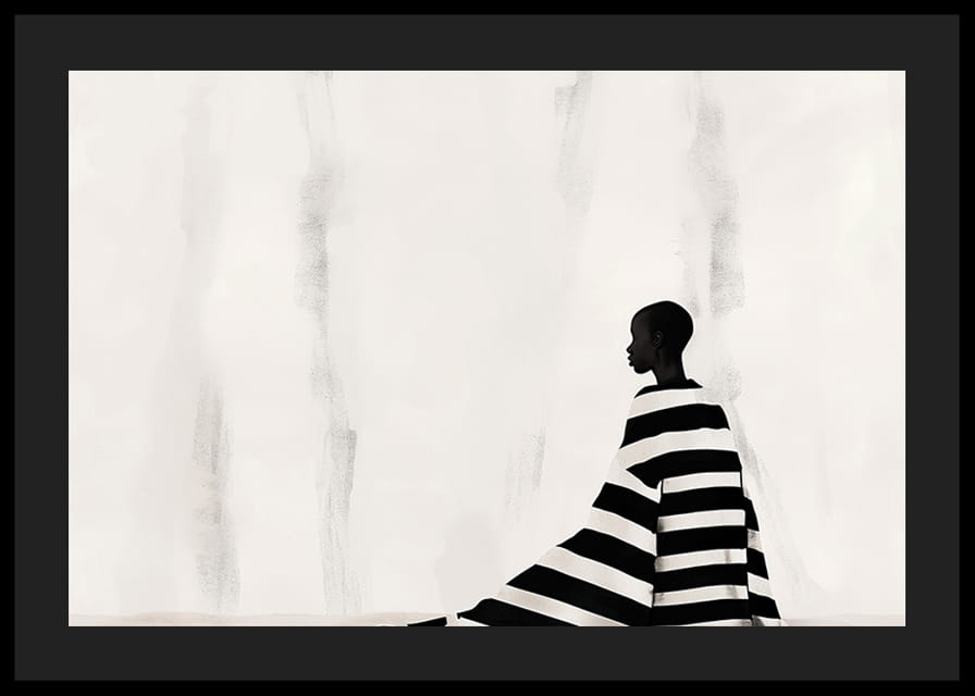 En elegant figur i svart och vitt mot en mjuk bakgrund-12