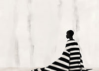 An elegant figure in black and white against a soft background-7
