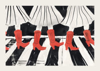 Moderna röda stövlar på en grafisk bakgrund skapar dynamik-3