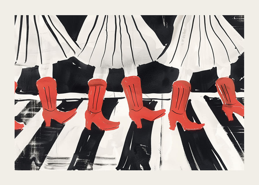 Moderna röda stövlar på en grafisk bakgrund skapar dynamik-12