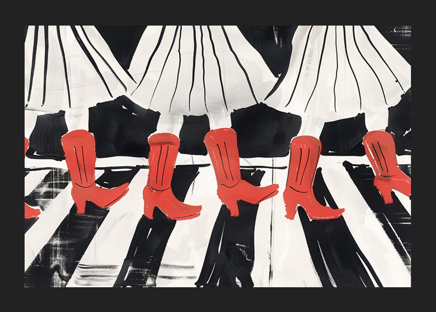 Moderna röda stövlar på en grafisk bakgrund skapar dynamik-12