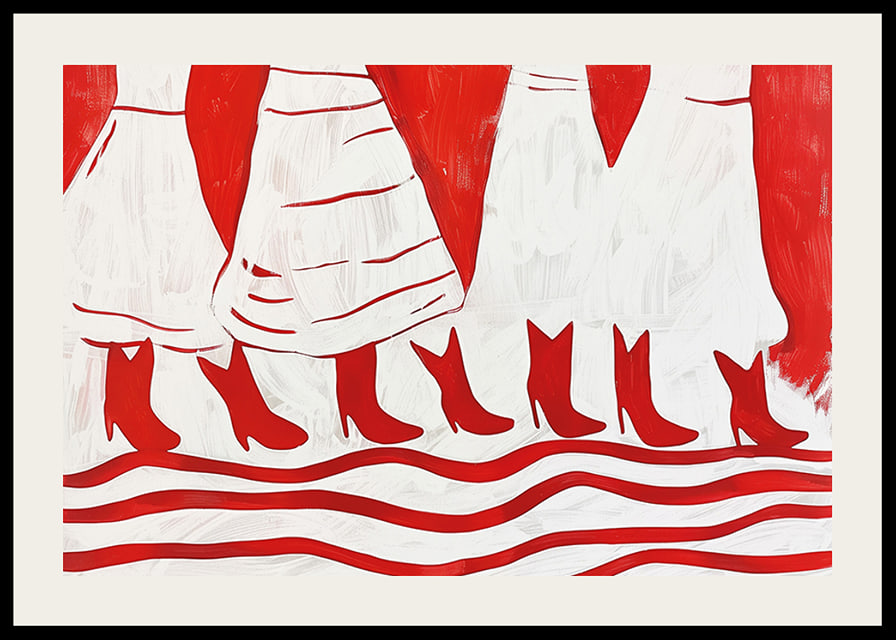 Vibrant red boots in a rhythmic formation create life and movement-12