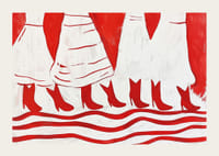 Vibrant red boots in a rhythmic formation create life and movement-3