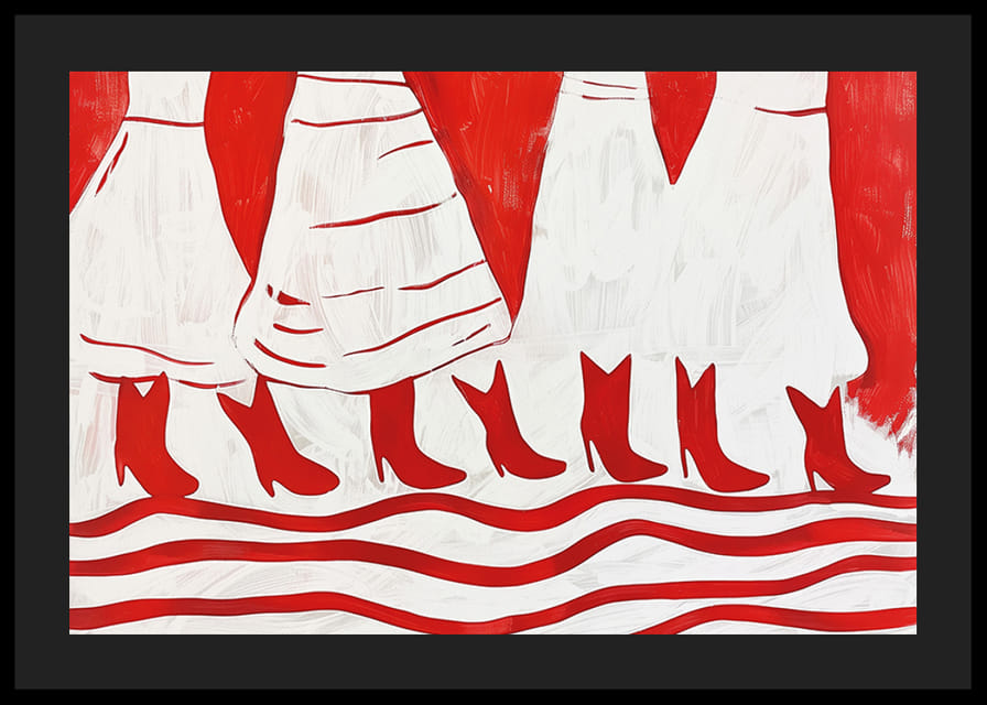 Vibrant red boots in a rhythmic formation create life and movement-12