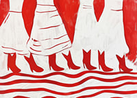 Vibrant red boots in a rhythmic formation create life and movement-7