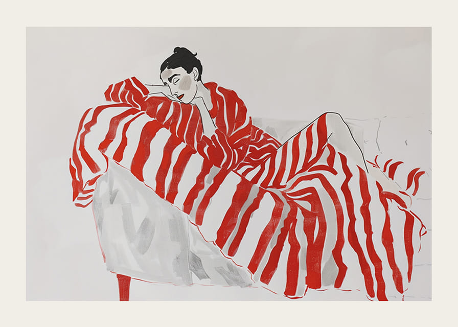 Elegantie ontmoet ontspanning in rood gestreepte stoffen-12