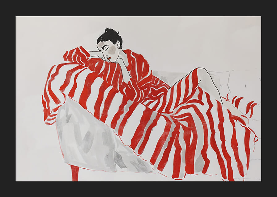 Elegantie ontmoet ontspanning in rood gestreepte stoffen-12