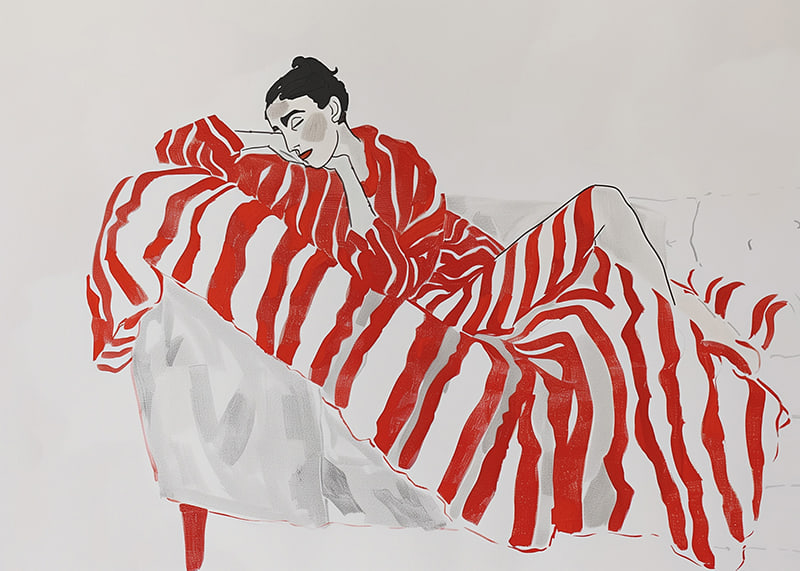 Elegance meets relaxation in red striped fabrics-12