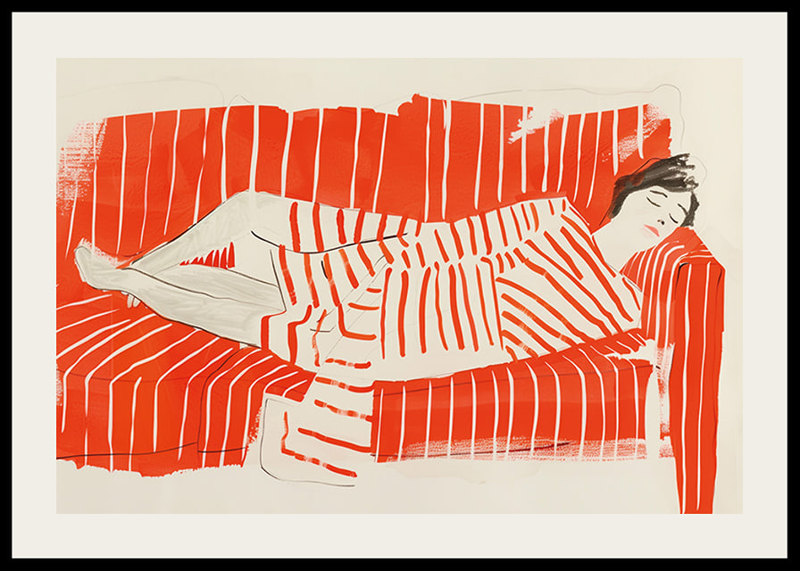 Relaxed rest in red and white stripes creates a peaceful impression-12