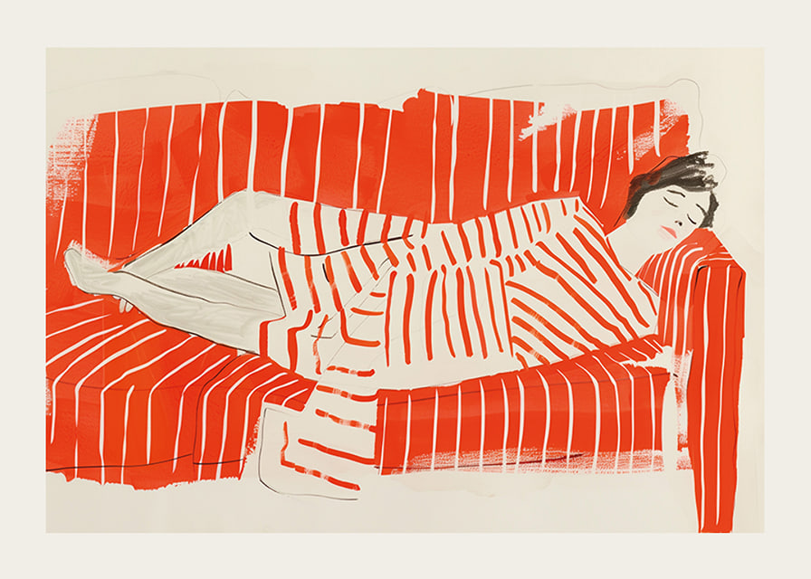 Relaxed rest in red and white stripes creates a peaceful impression-12