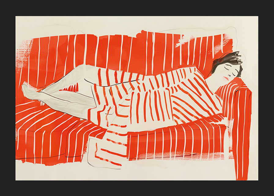 Relaxed rest in red and white stripes creates a peaceful impression-12