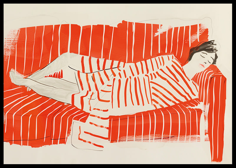 Relaxed rest in red and white stripes creates a peaceful impression-12