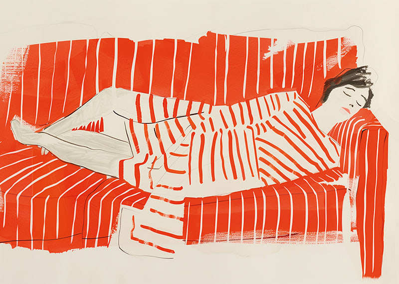 Relaxed rest in red and white stripes creates a peaceful impression-12