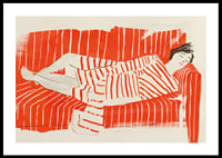 Relaxed rest in red and white stripes creates a peaceful impression-0
