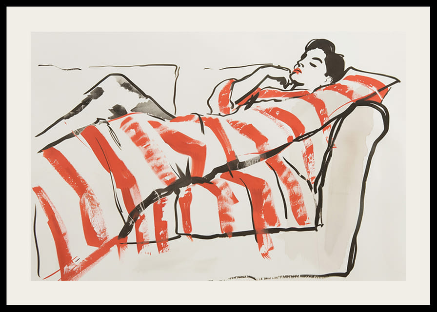 En avslappnad figur inbäddad i färgglada ränder-12