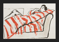 En avslappnad figur inbäddad i färgglada ränder-5