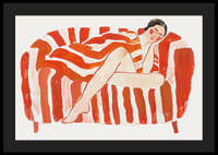 En vilande figur svept i intensivt rödvitrandigt mönster-4