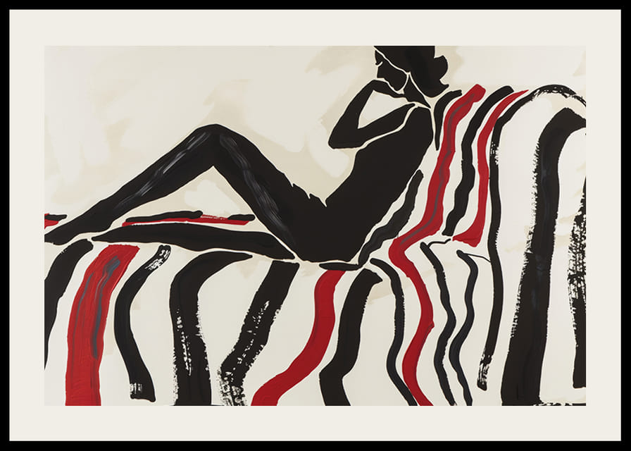 Kontrastfylld silhuett vilar på färgglad soffa-12