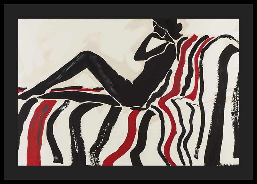 Kontrastfylld silhuett vilar på färgglad soffa-12