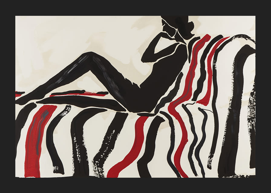 Kontrastfylld silhuett vilar på färgglad soffa-12