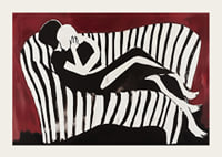 Intimate silhouettes on a striped sofa against a dark background-3
