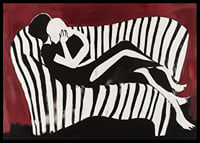 Intimate silhouettes on a striped sofa against a dark background-6