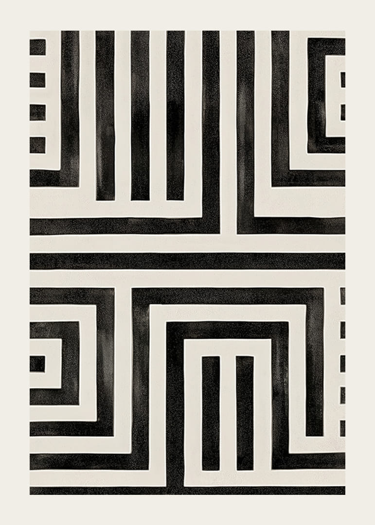 Elegáns fekete-fehér labirintus az átgondolt belső kialakításhoz-12