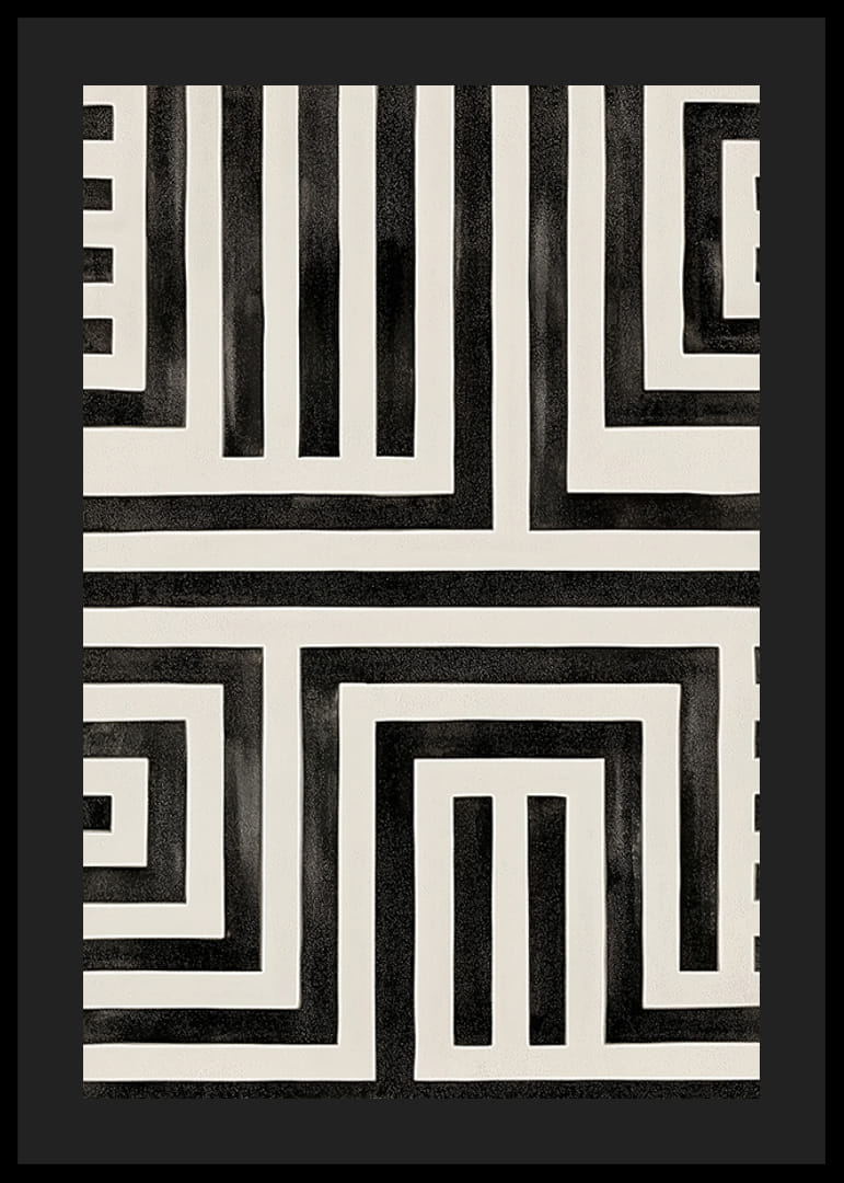 Elegáns fekete-fehér labirintus az átgondolt belső kialakításhoz-12