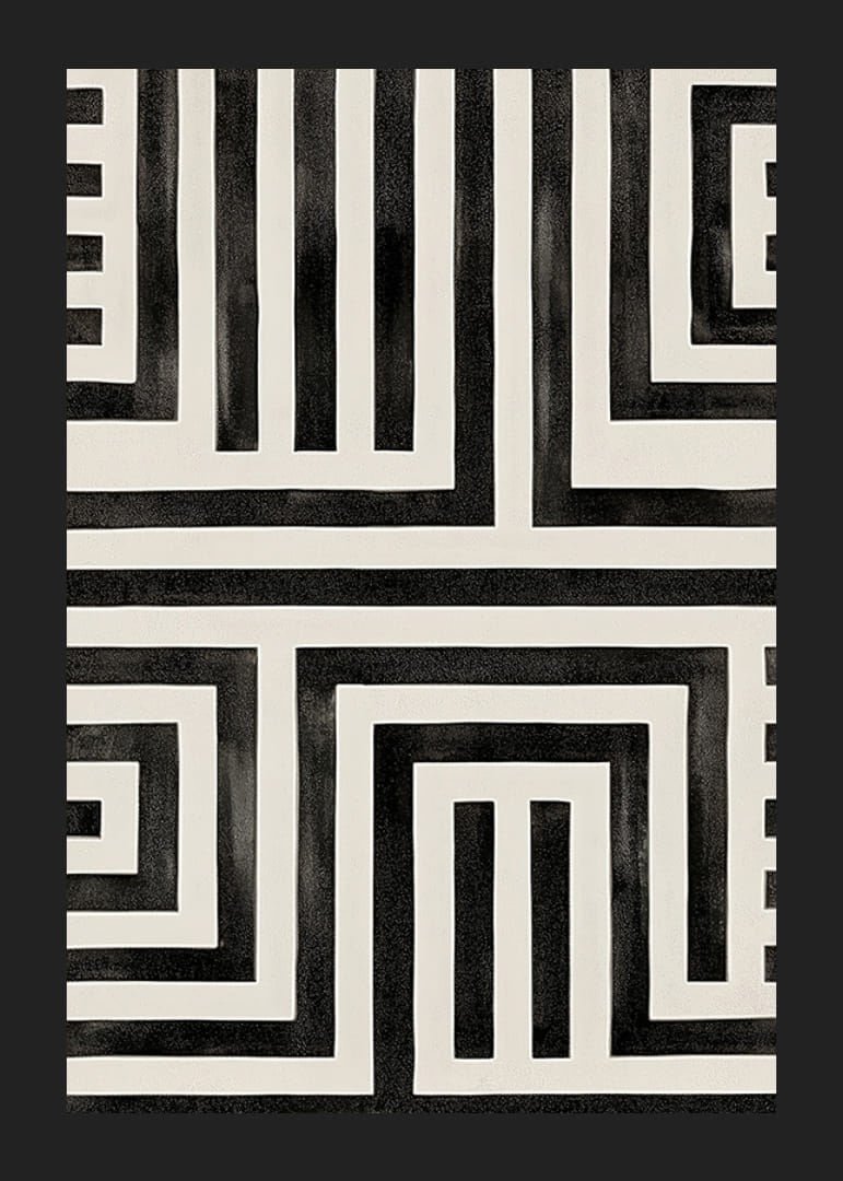 Elegáns fekete-fehér labirintus az átgondolt belső kialakításhoz-12