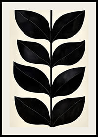 Stylized black leaves on a cream-colored background create modern elegance-2