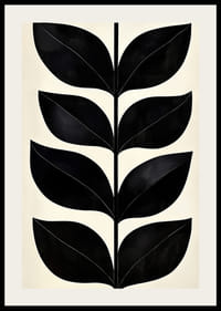 Stylized black leaves on a cream-colored background create modern elegance-2