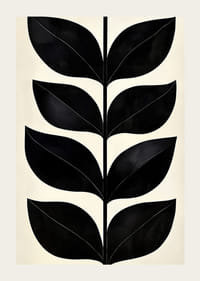 Stylized black leaves on a cream-colored background create modern elegance-3