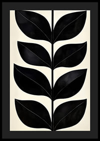 Stylized black leaves on a cream-colored background create modern elegance-4