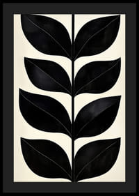 Stylized black leaves on a cream-colored background create modern elegance-4