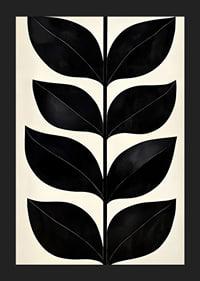Stylized black leaves on a cream-colored background create modern elegance-5