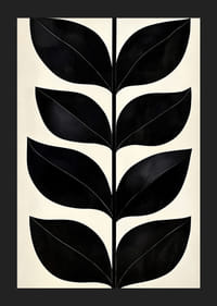 Stylized black leaves on a cream-colored background create modern elegance-5