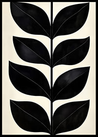 Stylized black leaves on a cream-colored background create modern elegance-6