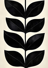 Stylized black leaves on a cream-colored background create modern elegance-7