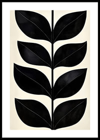 Stylized black leaves on a cream-colored background create modern elegance-0