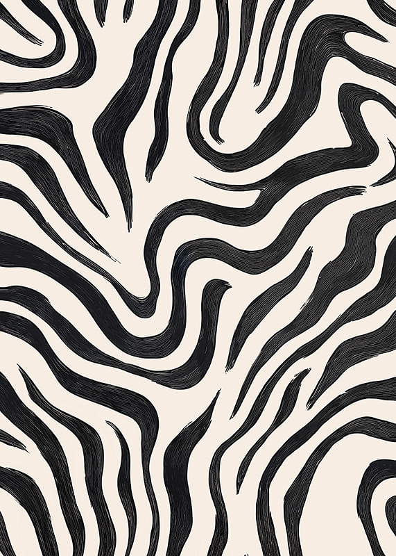 Black and white lines dance across the canvas in a harmonious movement-12