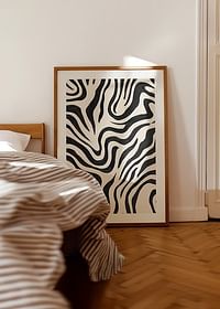Black and white lines dance across the canvas in a harmonious movement-4